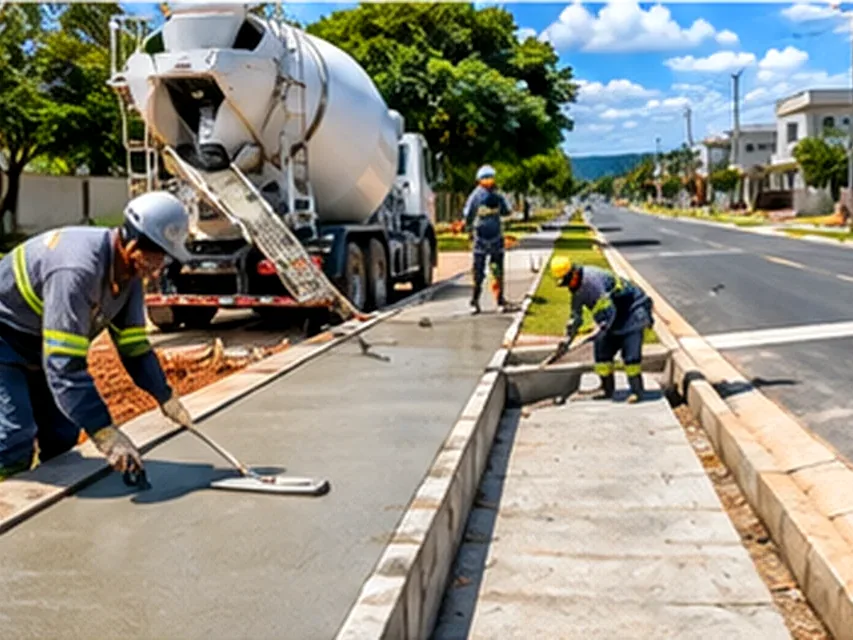 Bomba de concreto em obra no Distrito Federal